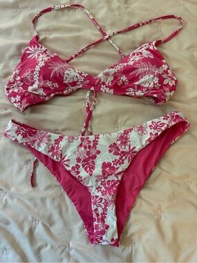 Roxy Pink and White Bikini 2pcs